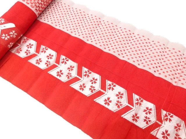 JAPANESE KIMONO / ANTIQUE EIGHT-SIDED OBI BOLT / WOVEN CHERRY BLOSSOM 